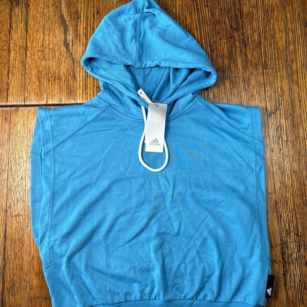Adidas Women's Sleeveless Hoodie/sweatshirt Blue NWT Small S Workout Hooddie